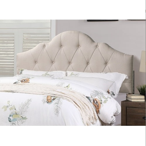 Luxury Modern Contemporary 1pc Queen Size Bed Adjustable HB Light Brown Polyfiber Tufted Upholstered Wooden Bedframe Bedroom Furniture
