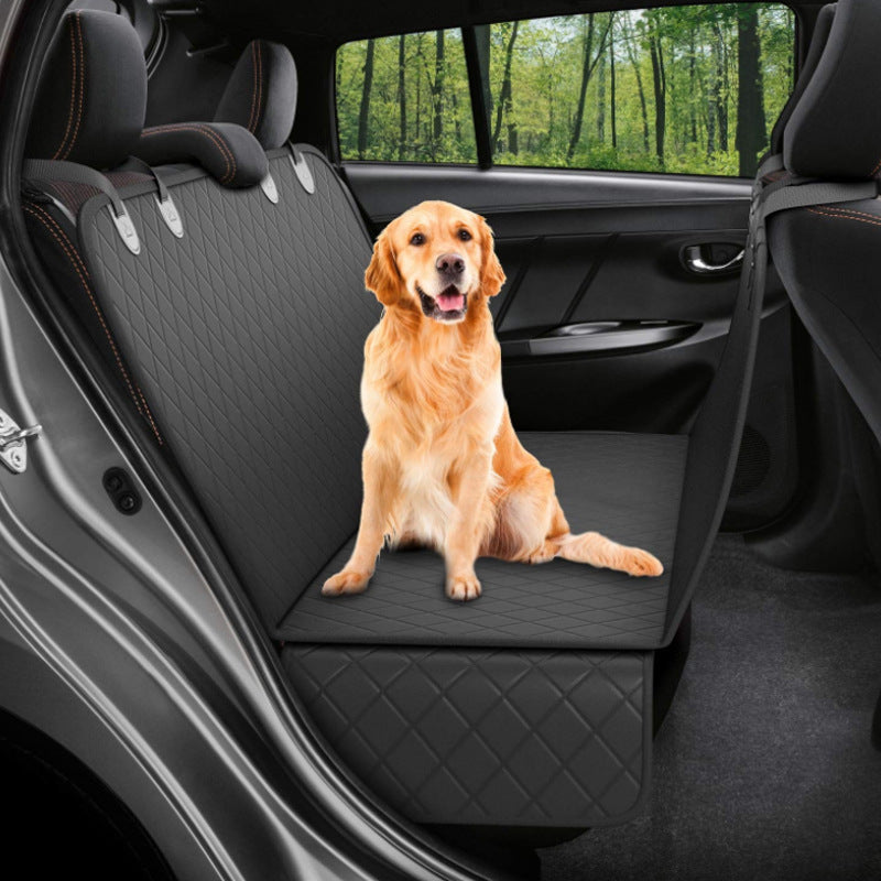 Dog Car Seat Cover - Hammock Style w/ Mesh Window, Zipper, & Storage Pocket