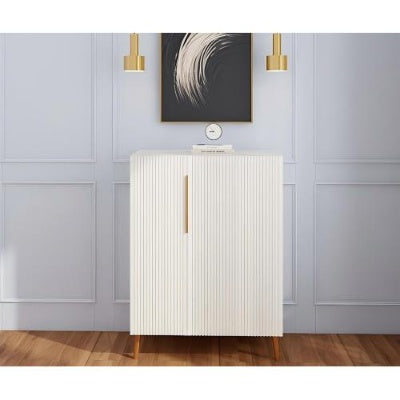 Luxury Modern White Sideboard Cabinet With Gold Handles For Kitchen, Dining Room Furniture Organizer