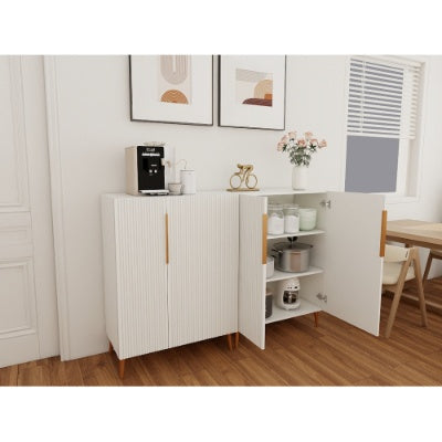 Luxury Modern White Sideboard Cabinet With Gold Handles For Kitchen, Dining Room Furniture Organizer