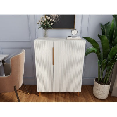 Luxury Modern White Sideboard Cabinet With Gold Handles For Kitchen, Dining Room Furniture Organizer