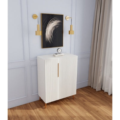 Luxury Modern White Sideboard Cabinet With Gold Handles For Kitchen, Dining Room Furniture Organizer