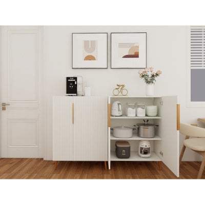 Luxury Modern White Sideboard Cabinet With Gold Handles For Kitchen, Dining Room Furniture Organizer