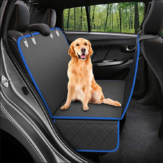 Dog Car Seat Cover - Hammock Style w/ Mesh Window, Zipper, & Storage Pocket